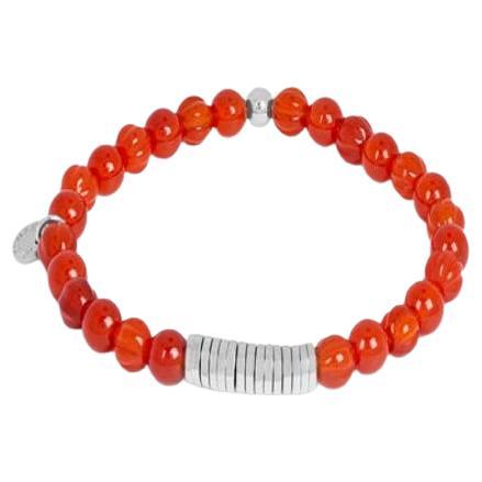 Classic Discs Bracelet with Carnelian and Sterling Silver, Size M For Sale