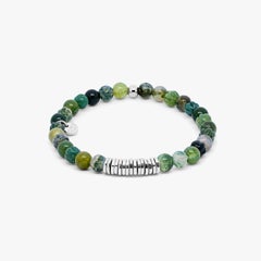 Classic Discs Bracelet with Moss Agate and Sterling Silver, Size L