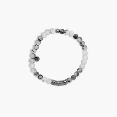 Classic Discs Bracelet with Rutilated Quartz and Rhodium Plated Silver, Size L