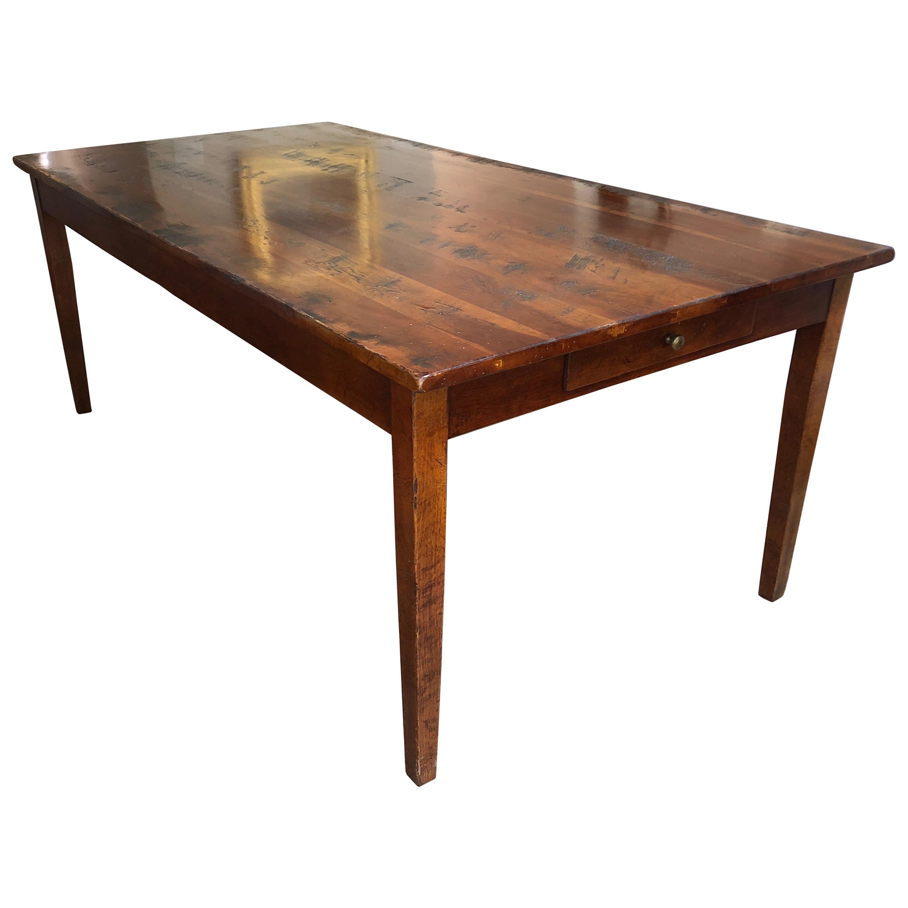 Classic Distressed Hard Wood Farm Table by Wright Table Company