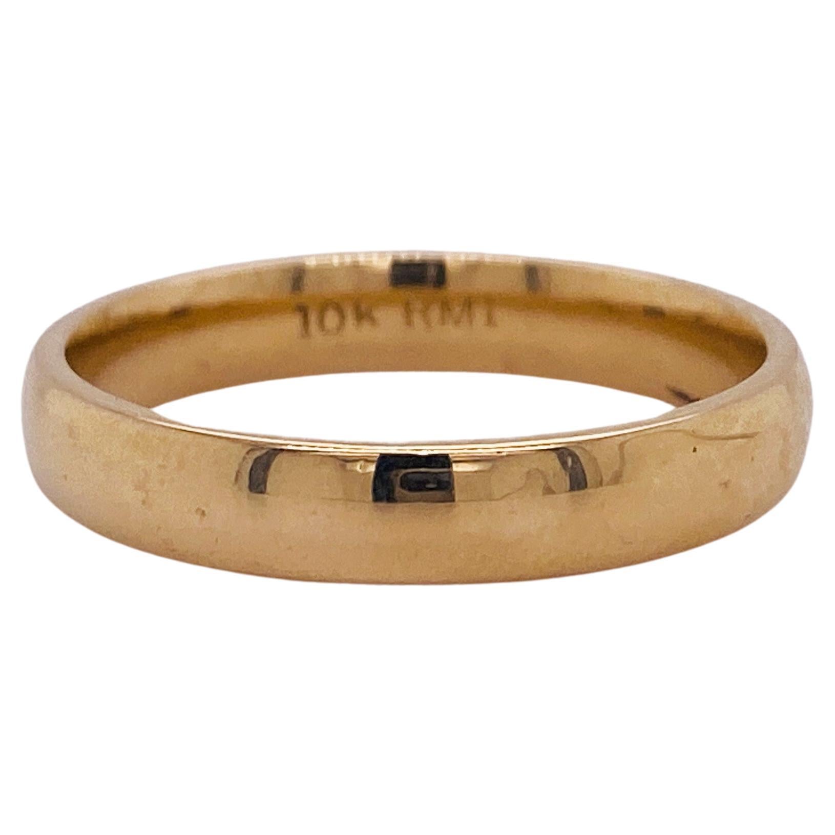 Classic Domed Wedding Band with Comfort Fit in 10k Yellow Gold LV For Sale