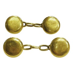 Classic Double Round 18k Yellow Gold Cufflinks