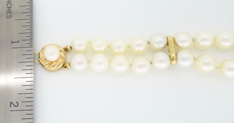 Details about   14k Yellow Gold Clasp Cultured Pearl Double Strands Bracelet TPJ