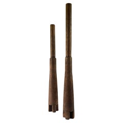 Classic Duo Candlesticks Burnt Iroko Wood - Arno Declercq