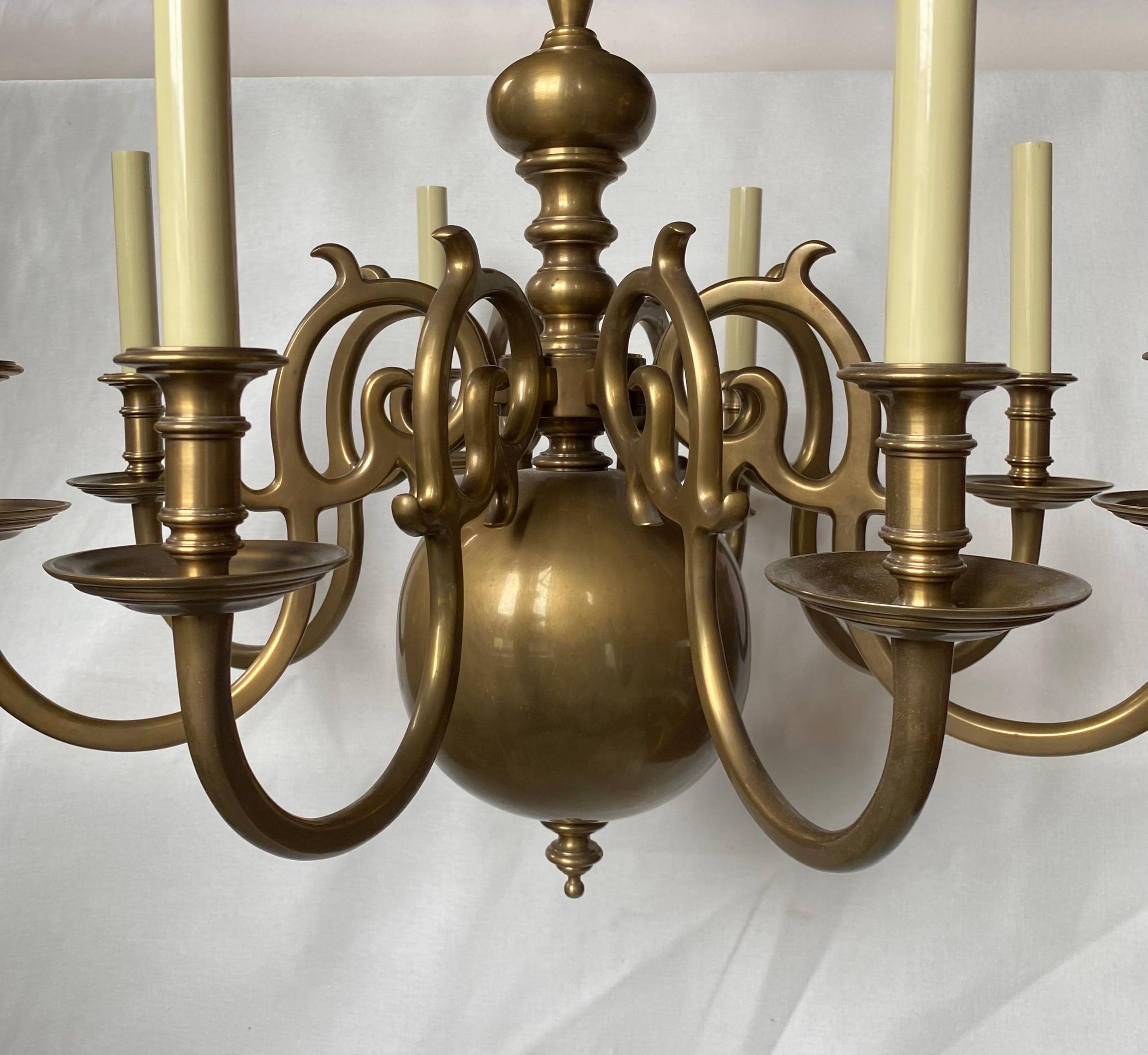 Bronzed Classic Dutch Baroque-Style Brass 8-Light Chandelier 