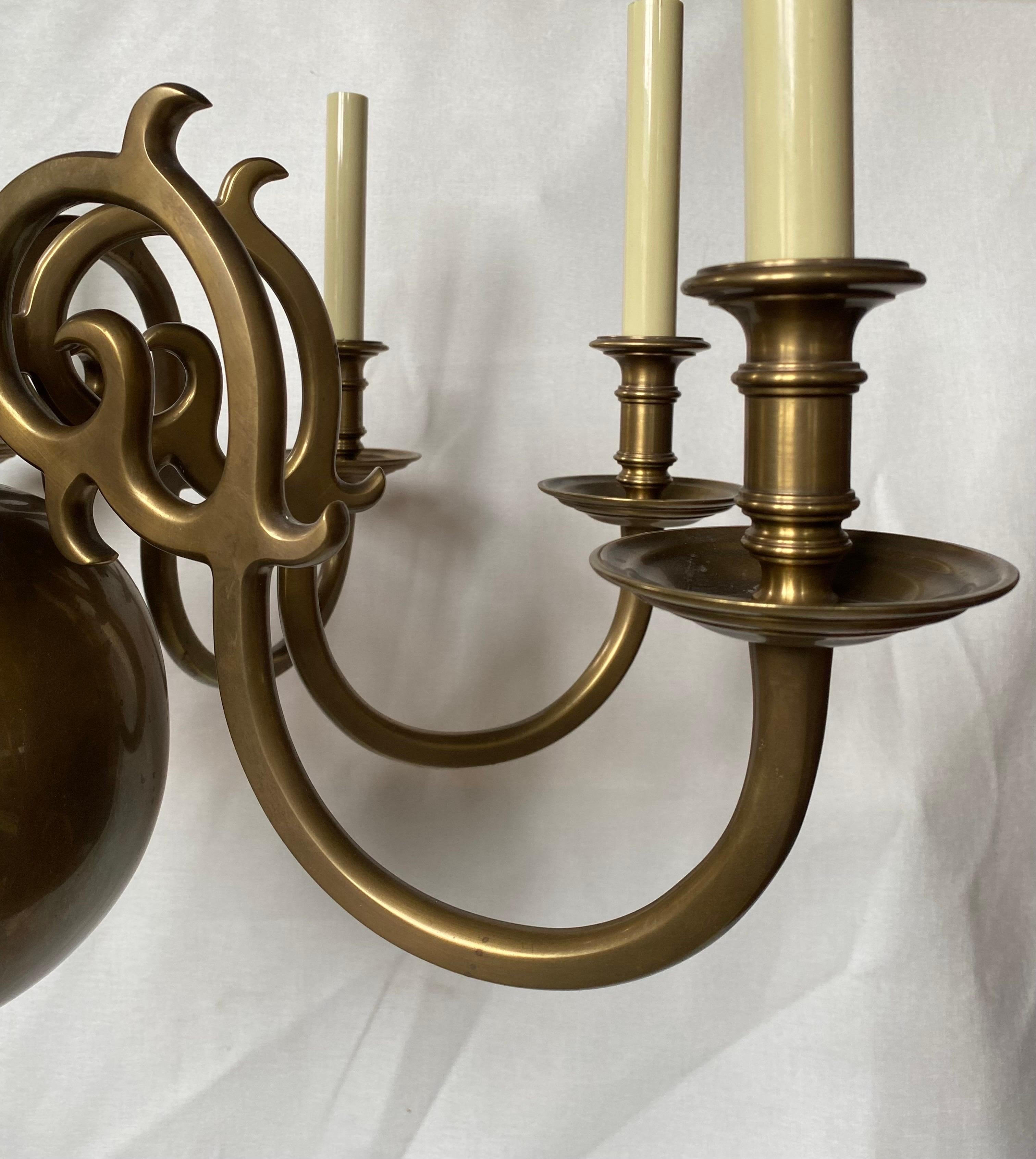 Classic Dutch Baroque-Style Brass 8-Light Chandelier  1
