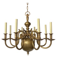 Classic Dutch Baroque-Style Brass 8-Light Chandelier