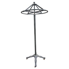 Classic Early 20th c. Coat/Garment Rounder Rolling Rack c.1910 / Cast Iron