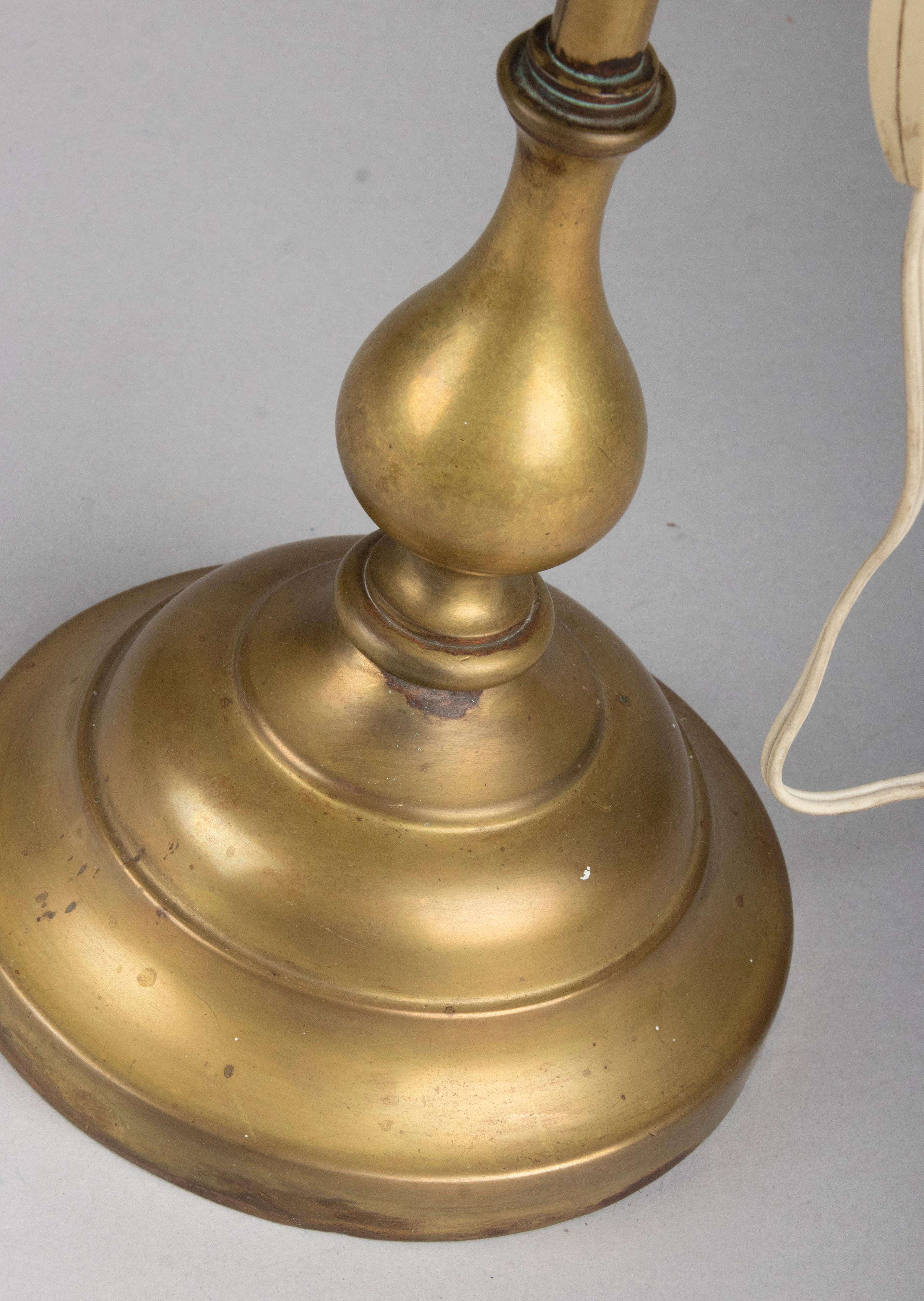 Classic Early 20th Century Brass Adjustable Desk Lamp with Green Gradient Shade 12