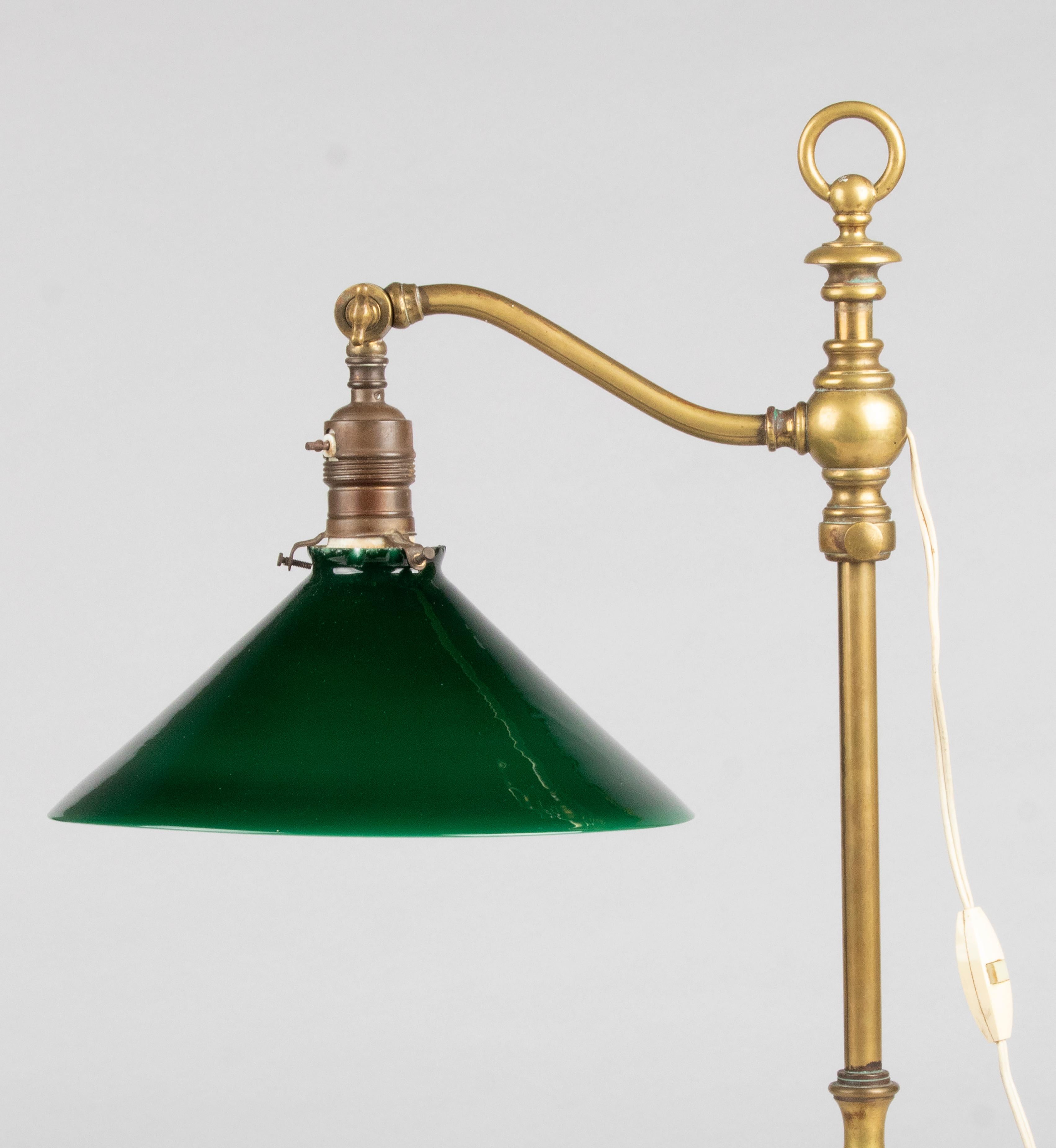 brass desk lamp with green glass shade