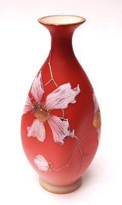 Classic Early Loetz Glass Vase Sphinx Pattern Vase on Spreading Peach  c1891