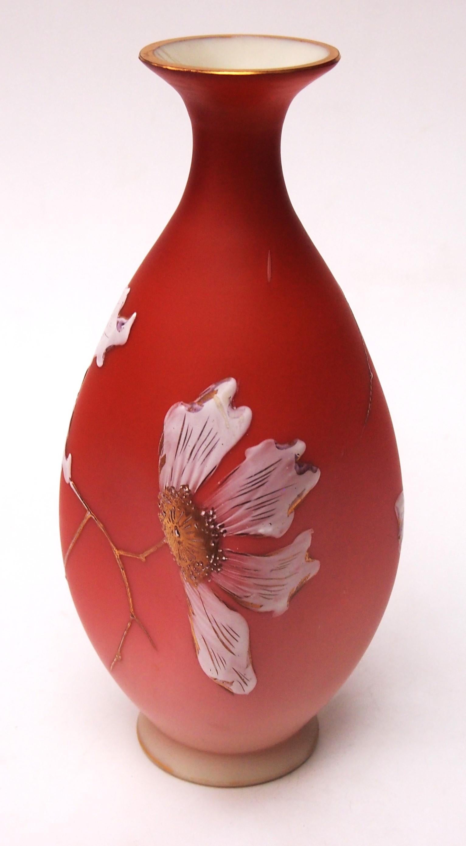 Aesthetic Movement Classic Early Loetz Glass Vase Sphinx Pattern Vase on Spreading Peach  c1891 For Sale