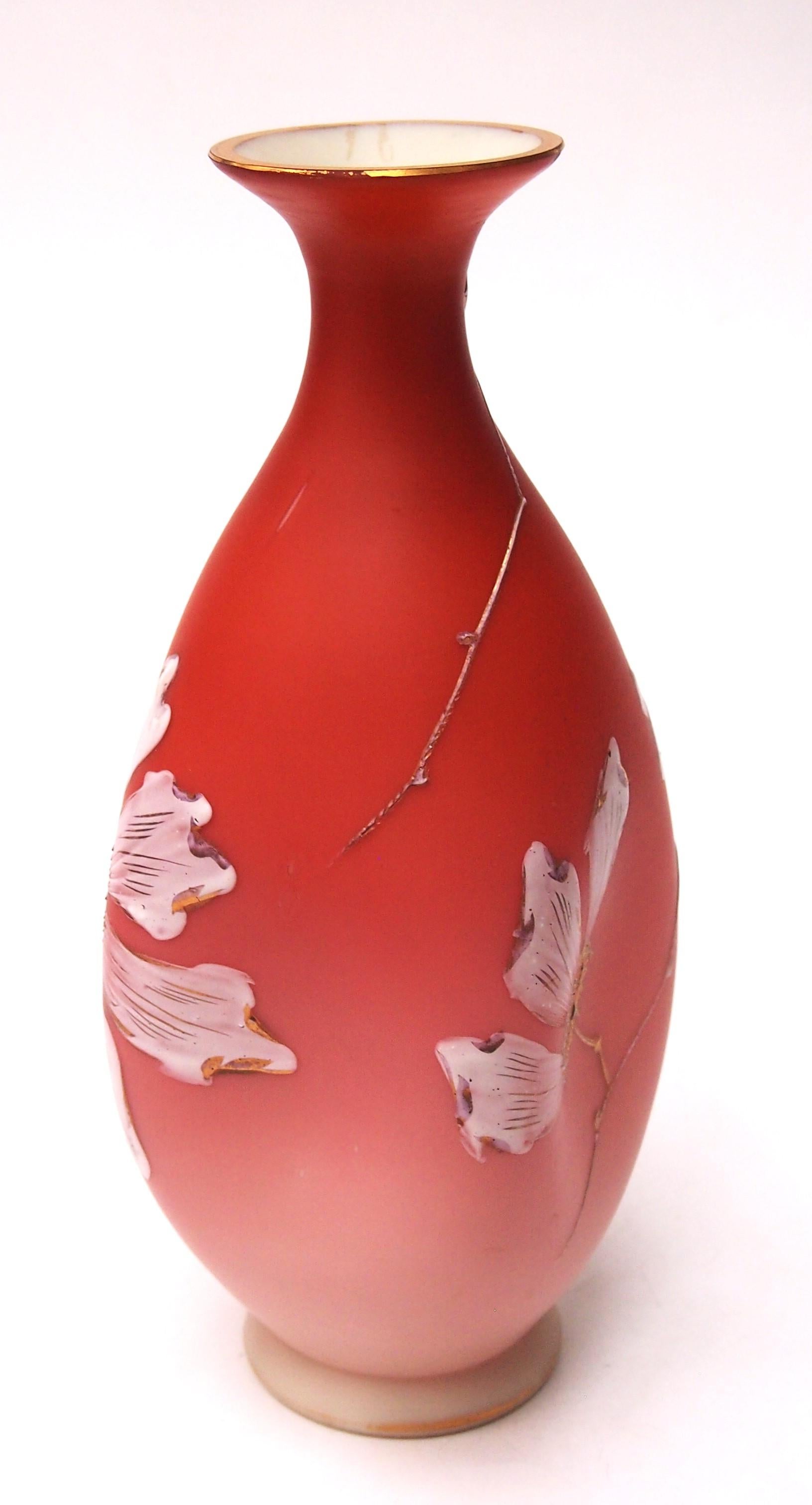 Czech Classic Early Loetz Glass Vase Sphinx Pattern Vase on Spreading Peach  c1891 For Sale