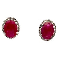 Classic Earrings Ruby Dia Studs For Her