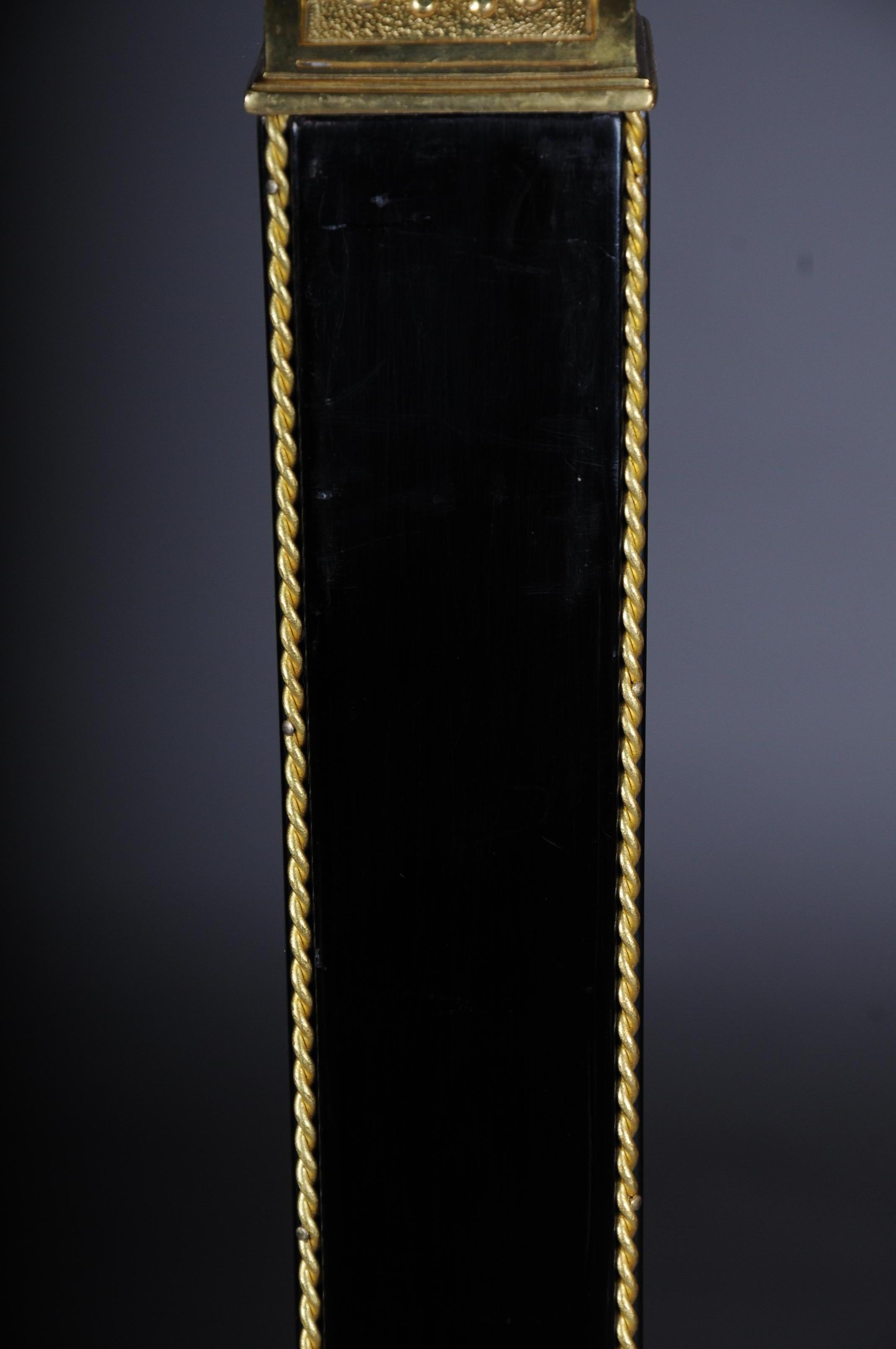 20th Century Classic Ebonized Karyadite Pillar / Pedestal in Empire Style, black gold For Sale