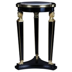 Classic Ebonized Karyadite Side Table / Pillar in Empire Style