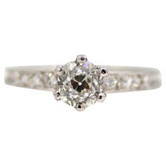 Antique Classic Edwardian 0.78ct Old Mine Diamond Engagement Ring in Platinum