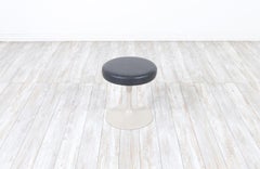 Classic Eero Saarinen Tulip Stool with Grey Leather for Knoll