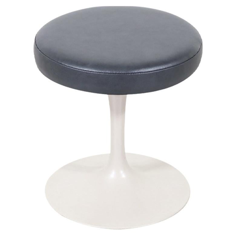 Classic Eero Saarinen Tulip Stool with Grey Leather for Knoll