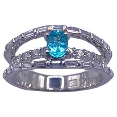 Classic & Elegant Bochic Platinum Cluster Diamond & Blue Paraiba Ring 