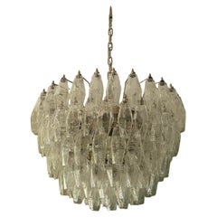 Classic Elegant Murano Chandelier with Clear Poliedri Prisms.