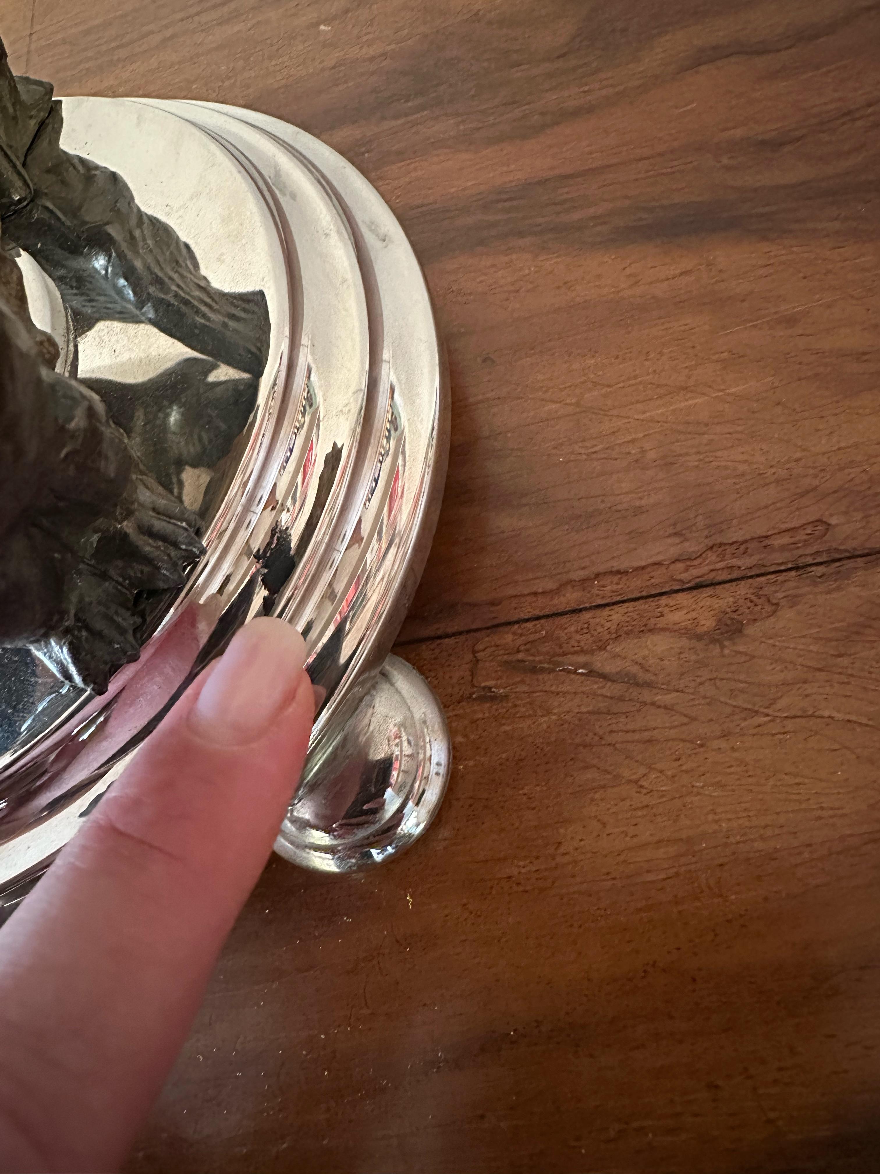 Classic Elegant Round Pewter and Chrome Table Lamp, 1930s Swedish Art Deco For Sale 7