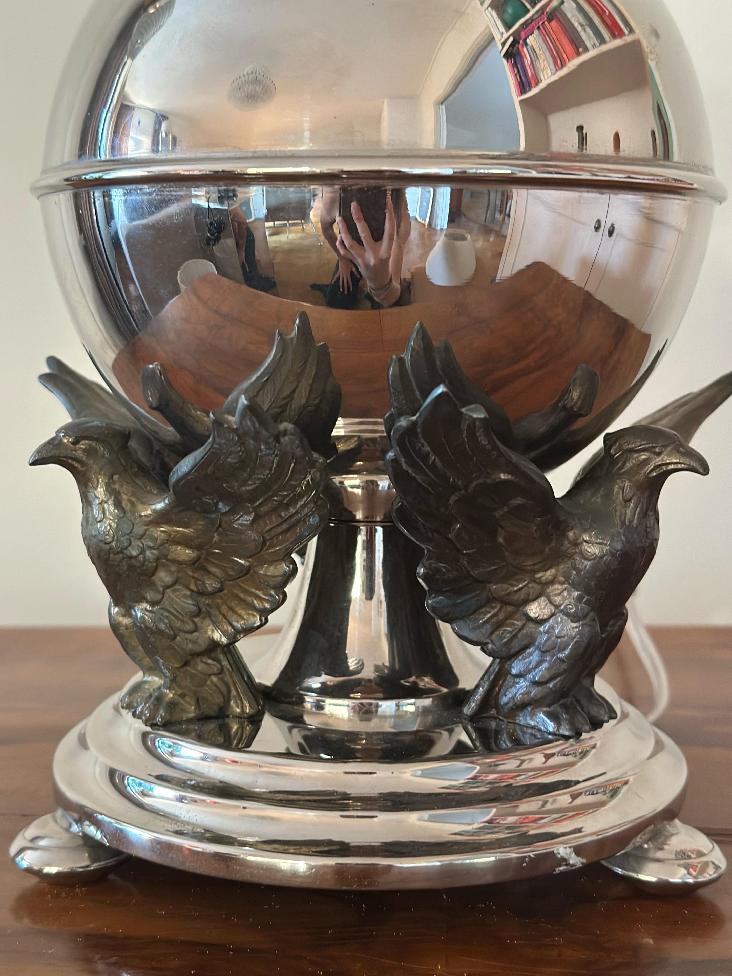 Classic Elegant Round Pewter and Chrome Table Lamp, 1930s Swedish Art Deco For Sale 3