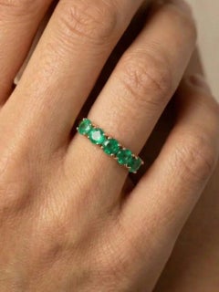 Classic Emerald 14K (18K Custom) Yellow Gold Row Band Ring