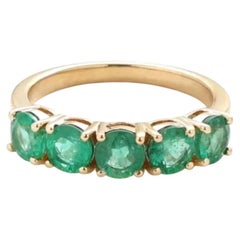 Classic Emerald 14K (18K Custom) Yellow Gold Row Band Ring