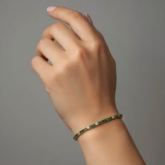 Classic Emerald 14K (or 18k upon request) Yellow Gold Diamond Tennis Bangle