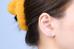 Classic Emerald-Cut Aquamarine with Diamond Accents 10k Rose Gold Earring