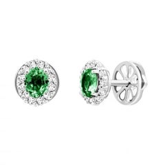 Classic Emerald Diamond 14K White Gold Earrings for Her