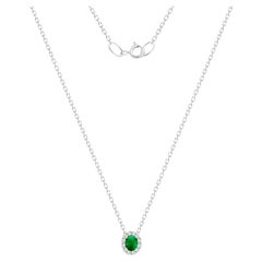 Classic Smaragd Diamant 14K Weißgold Halskette für Sie