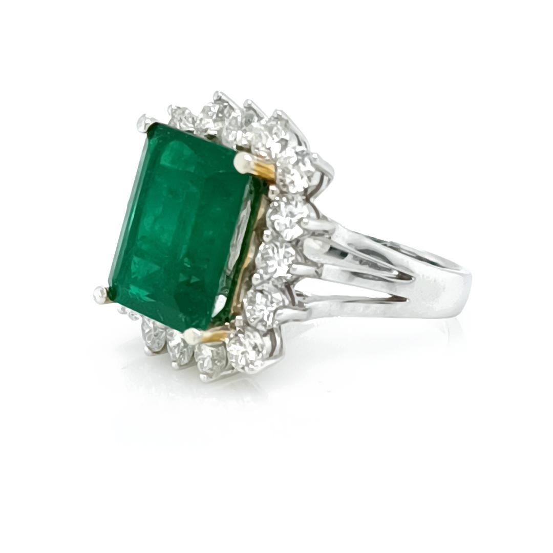 Emerald Cut Classic Emerald & Diamond Ring For Sale