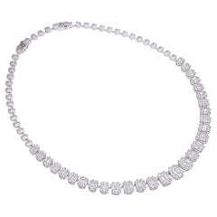 Classic Emerald shaped piecut Diamond Luxury Tennis Necklace