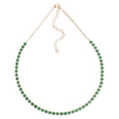 Classic Emerald Tennis 14K Yellow Gold Necklace