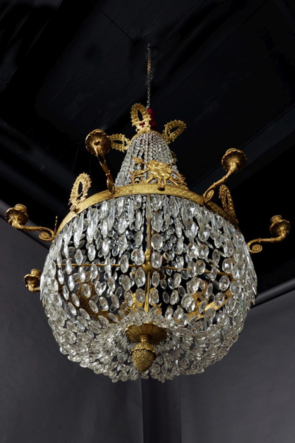Gilt Classic Empire Chandelier, Dreamlike and Noble For Sale