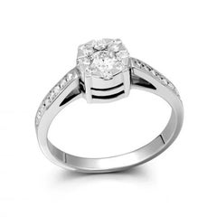 Anello di fidanzamento classico con diamante in oro bianco per lei