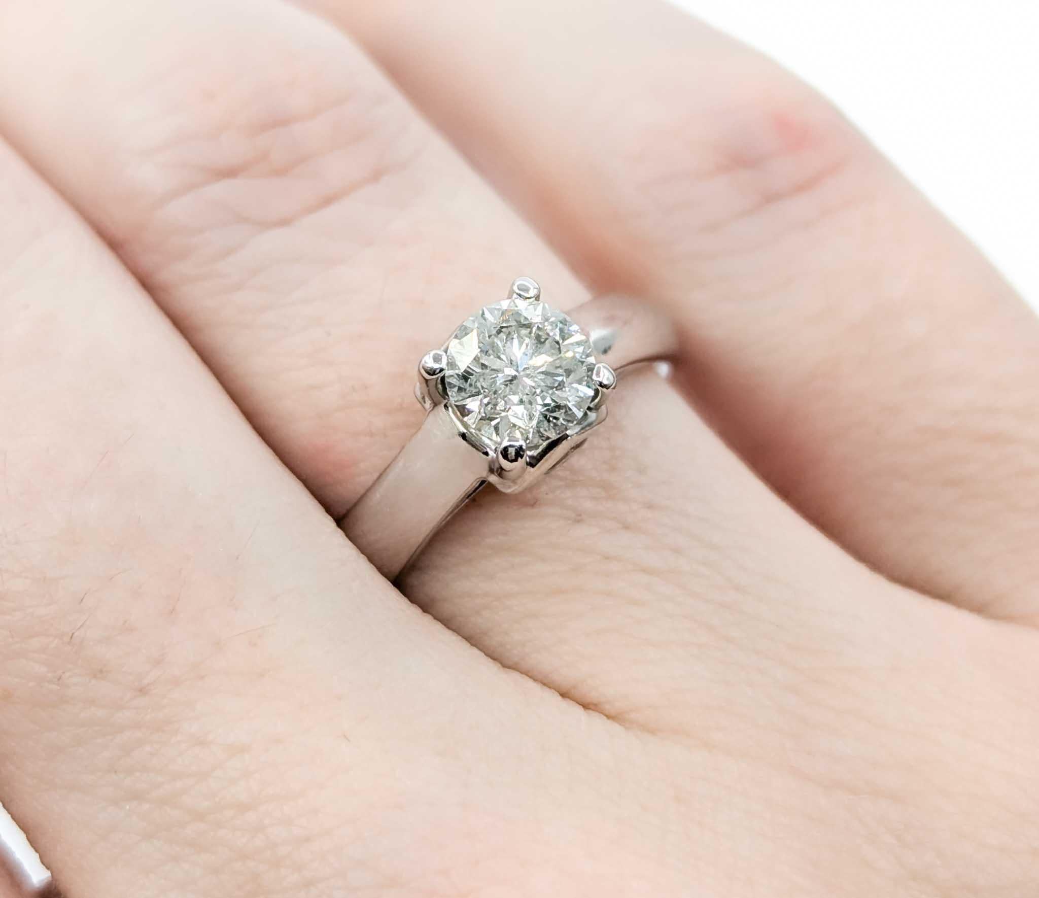 Round Cut Classic Engagement Ring in 14k White Gold For Sale