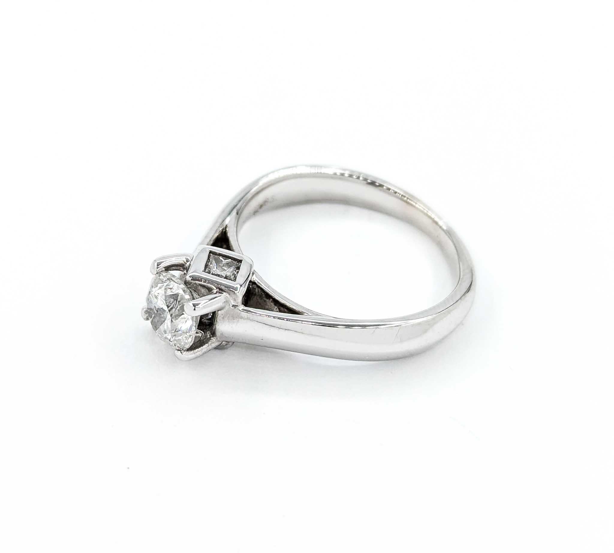 Classic Engagement Ring in 14k White Gold For Sale 4