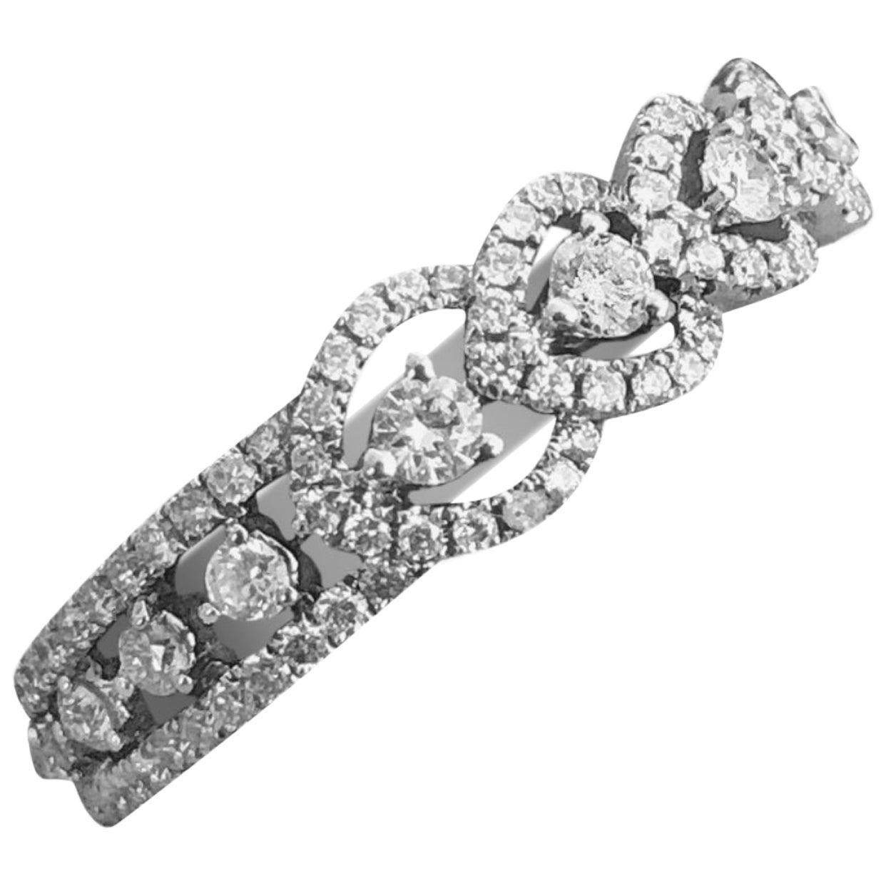 Classic Engagement White Diamond 18 Karat White Gold Wedding Ring for Her