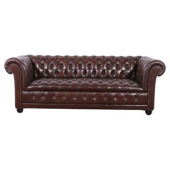 Vintage Classic English Button Tufted Leather Sofa