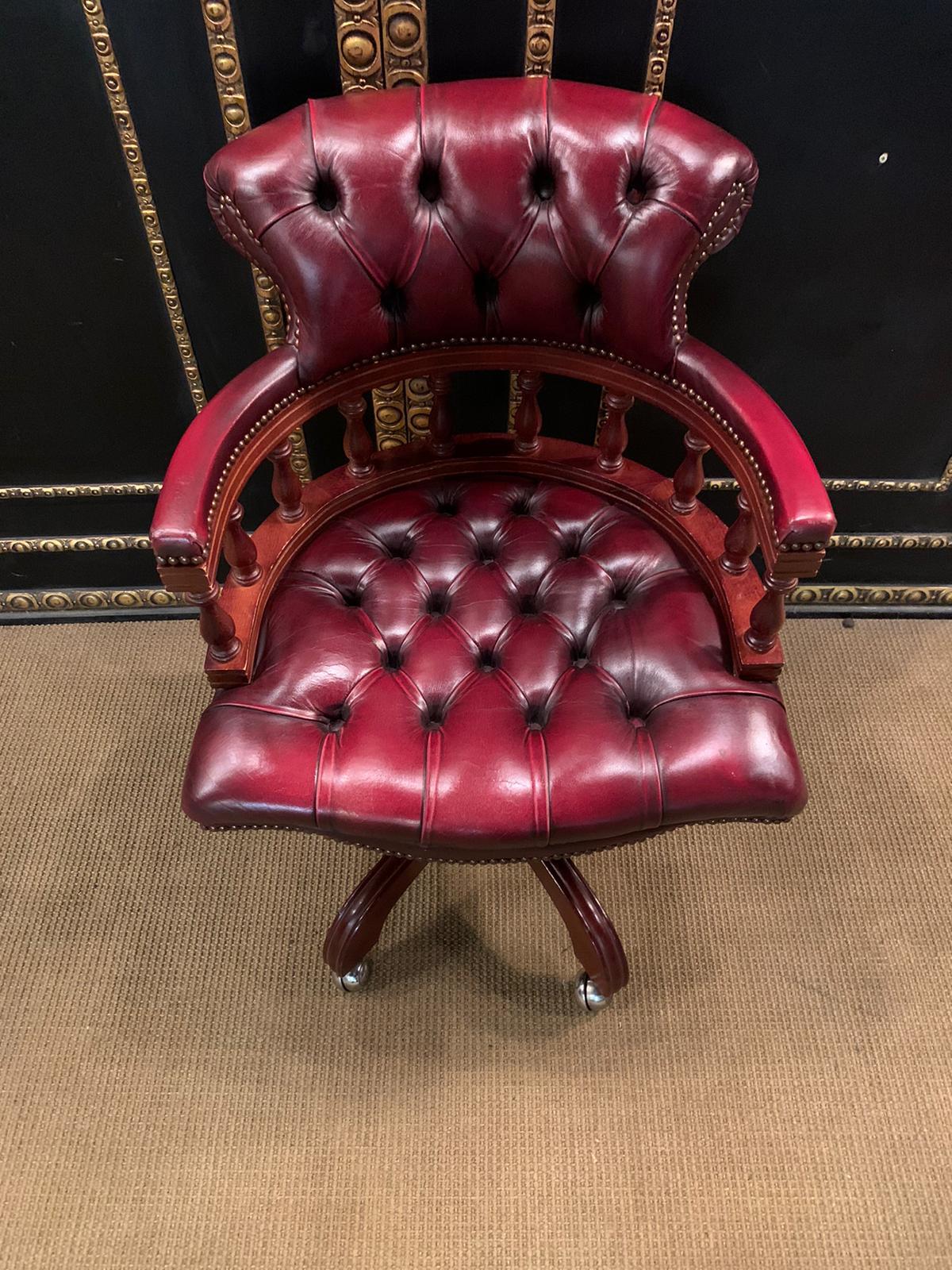 Classic English Chesterfield Captains Office Chair Swivel and Tilt on Castors 5