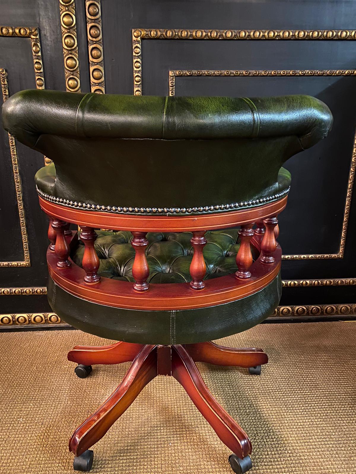 Classic English Chesterfield Captains Office Chair Swivel and Tilt on Castors 9