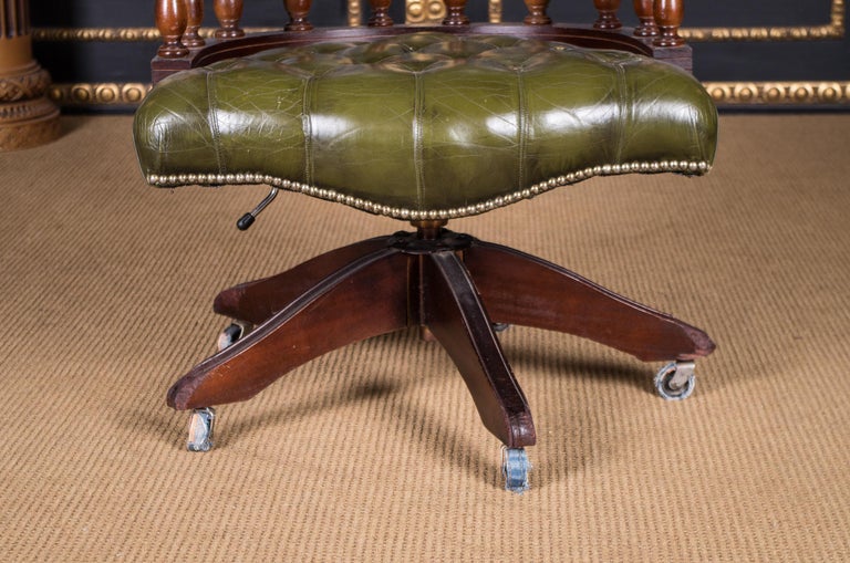Classic English Chesterfield Office Chair Swivel and Tilt on Castors For Sale at 1stdibs