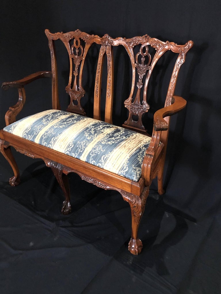 Classic English Chippendale Style Mahogany Loveseat at 1stDibs