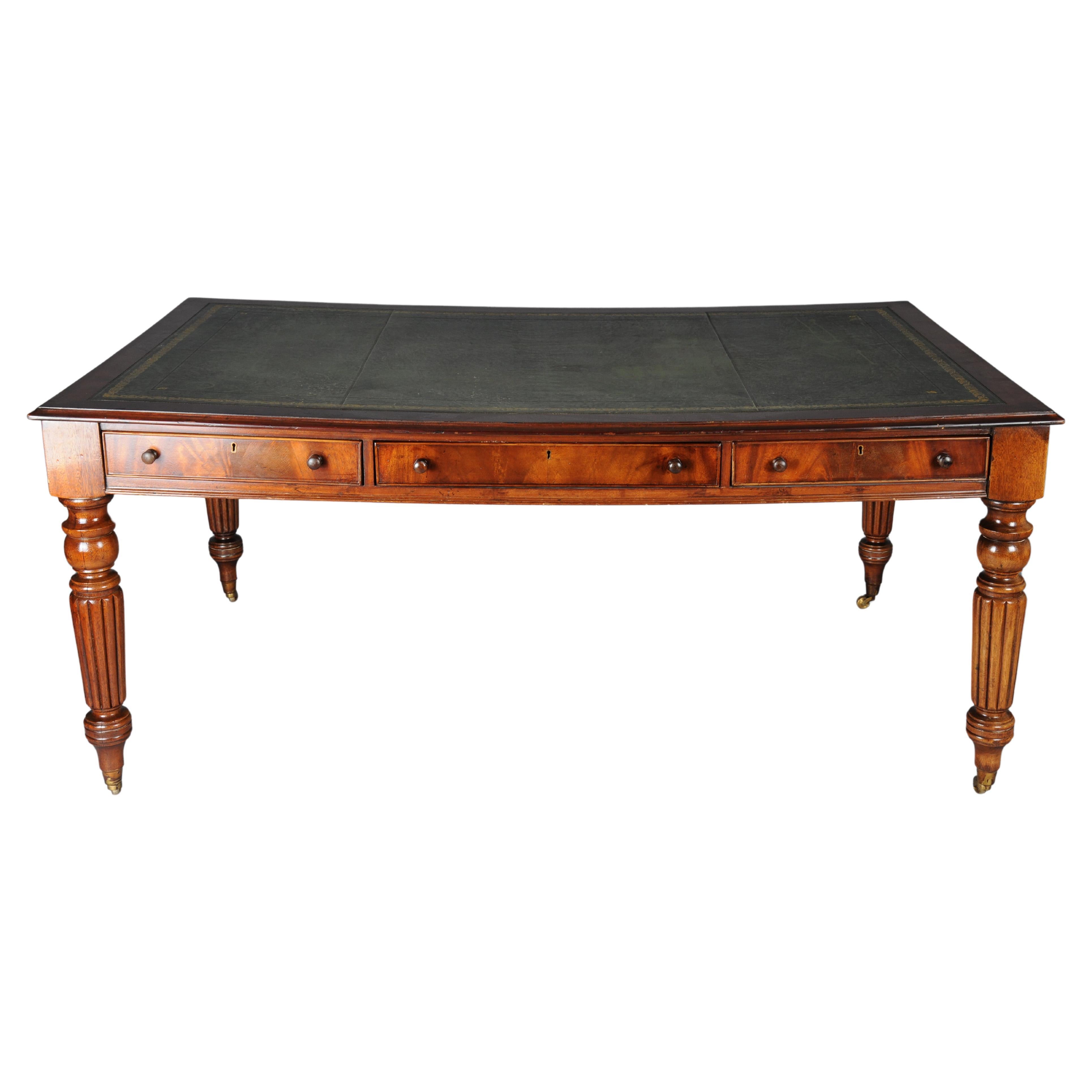 Classic English Partner Desk/Writing Desk 20th Century, Mahogany