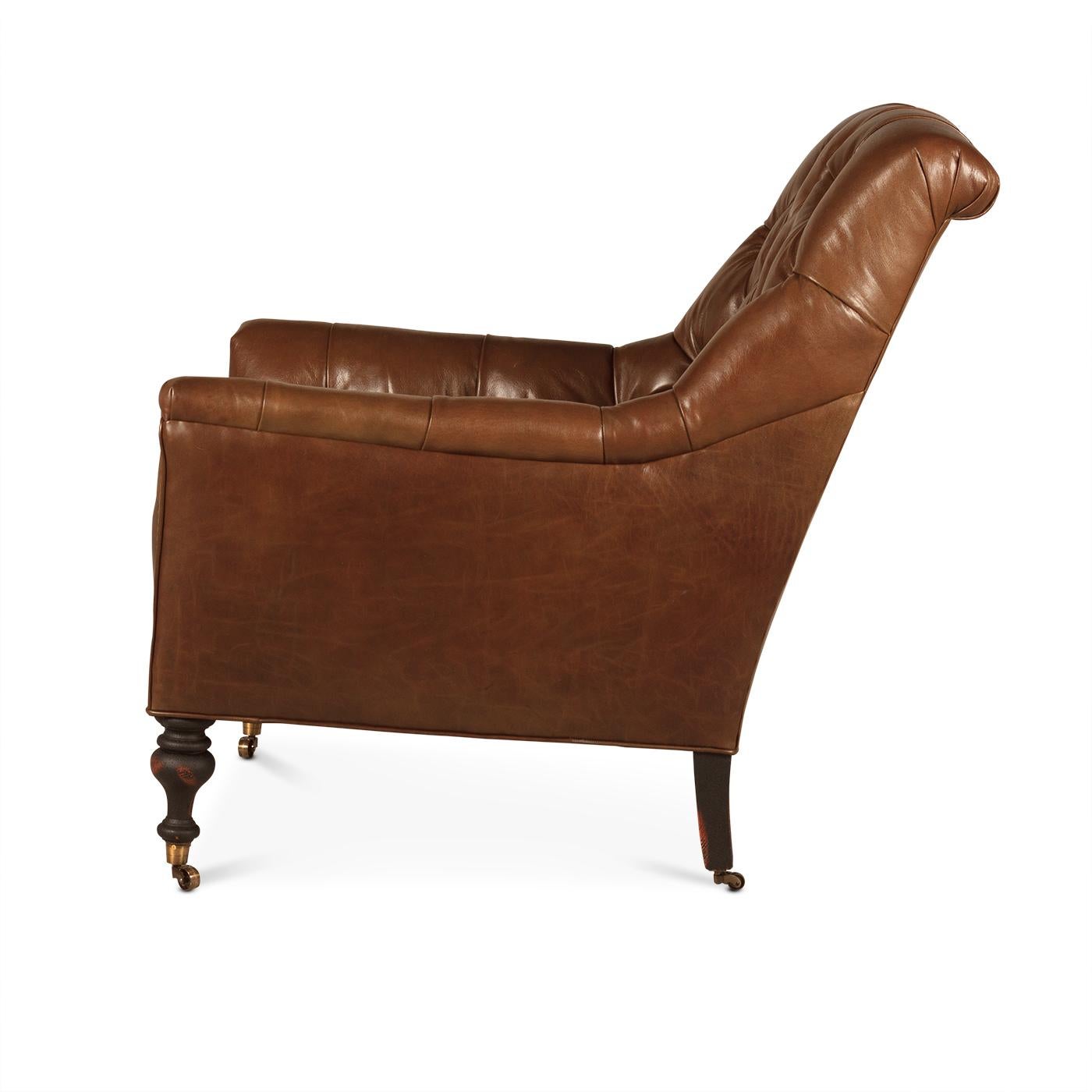 Regency Classic English Tufted Club Chair For Sale