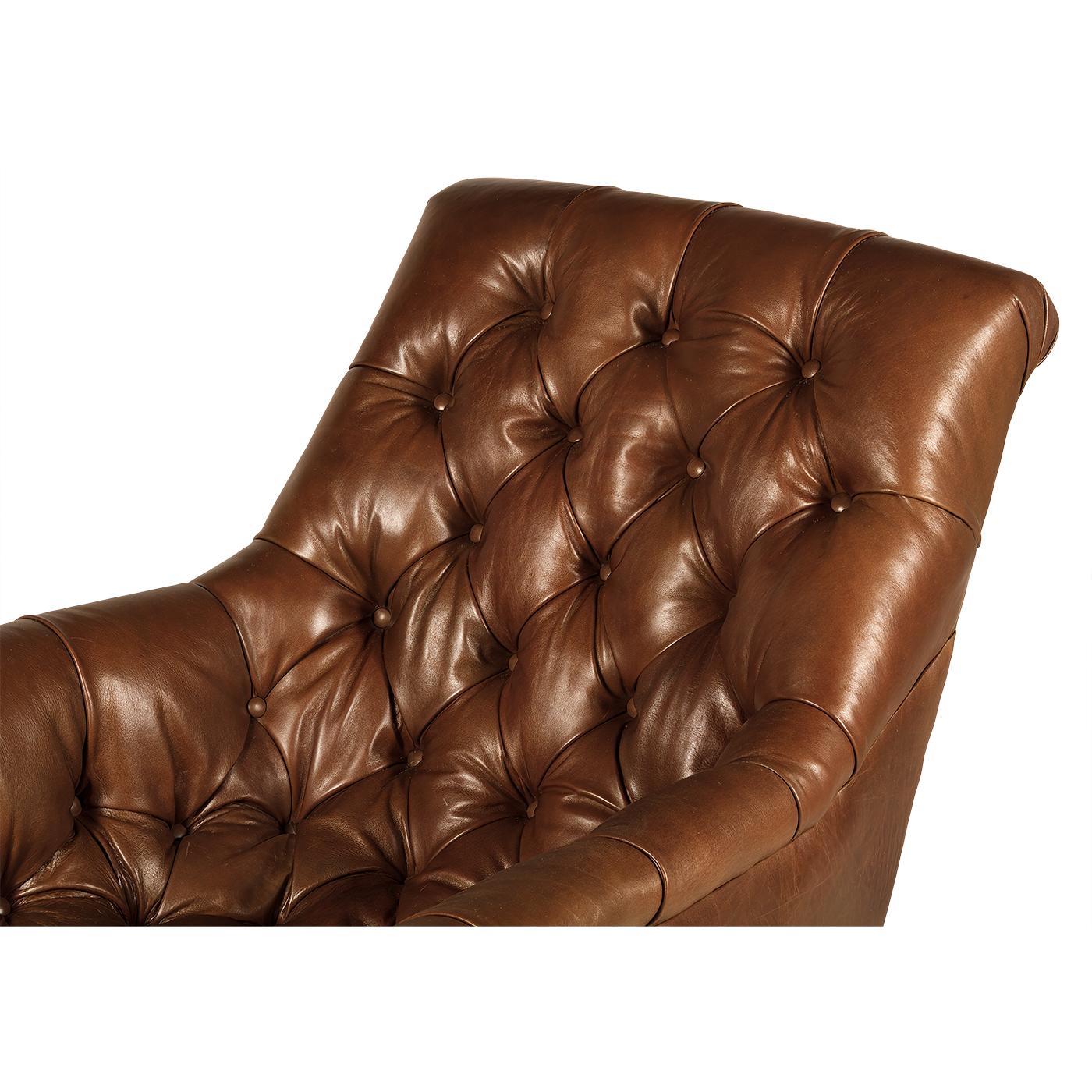 Contemporary Classic English Tufted Club Chair For Sale