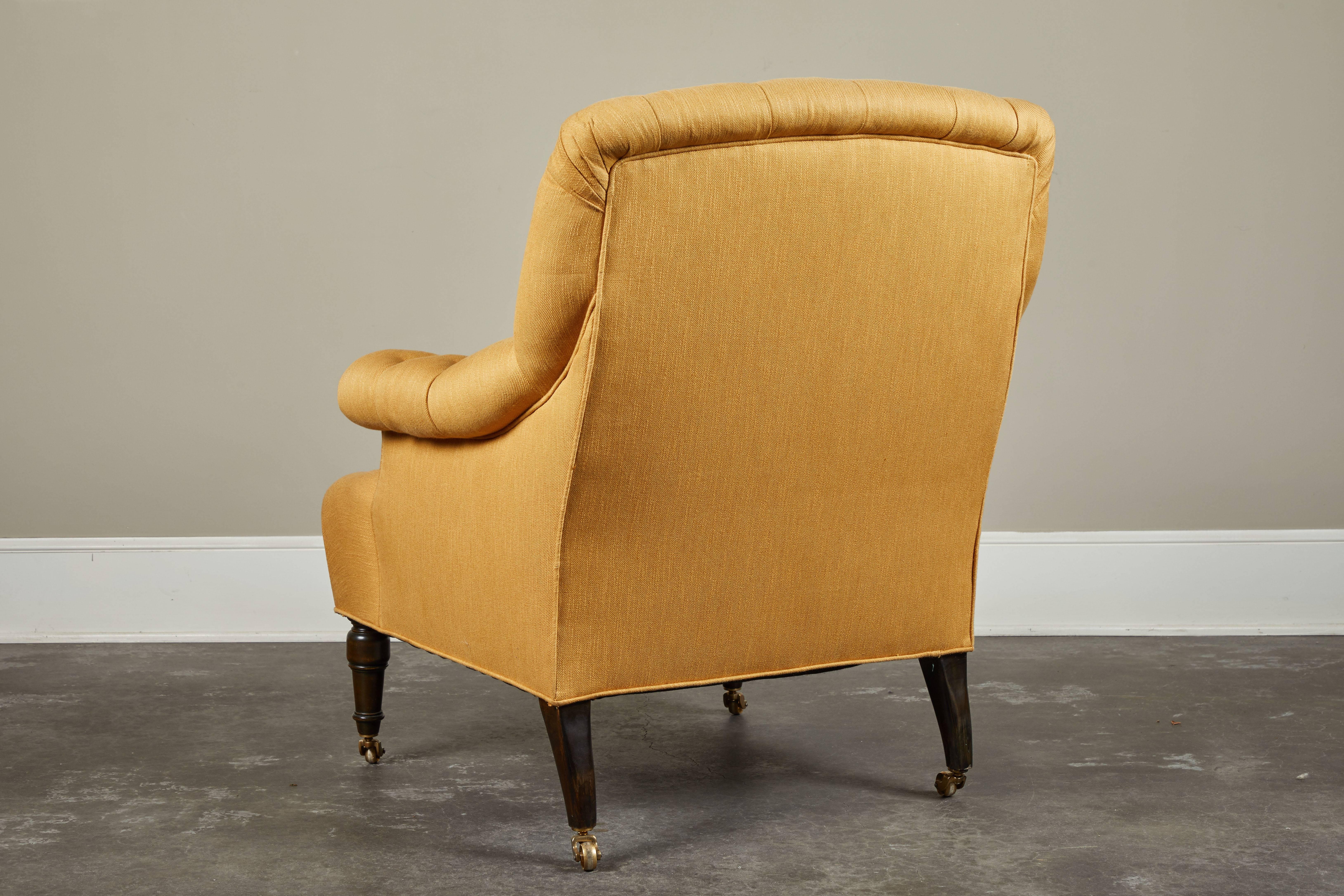 Fabric Tufted Upholstered Club Chair on Casters, Susanne Hollis Collection